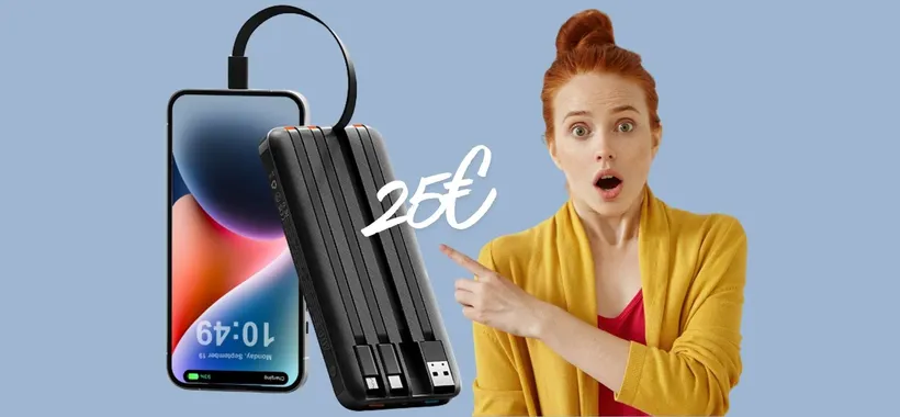 Power Bank con cavi integrati da 20000 mAh tuo con appena 25€