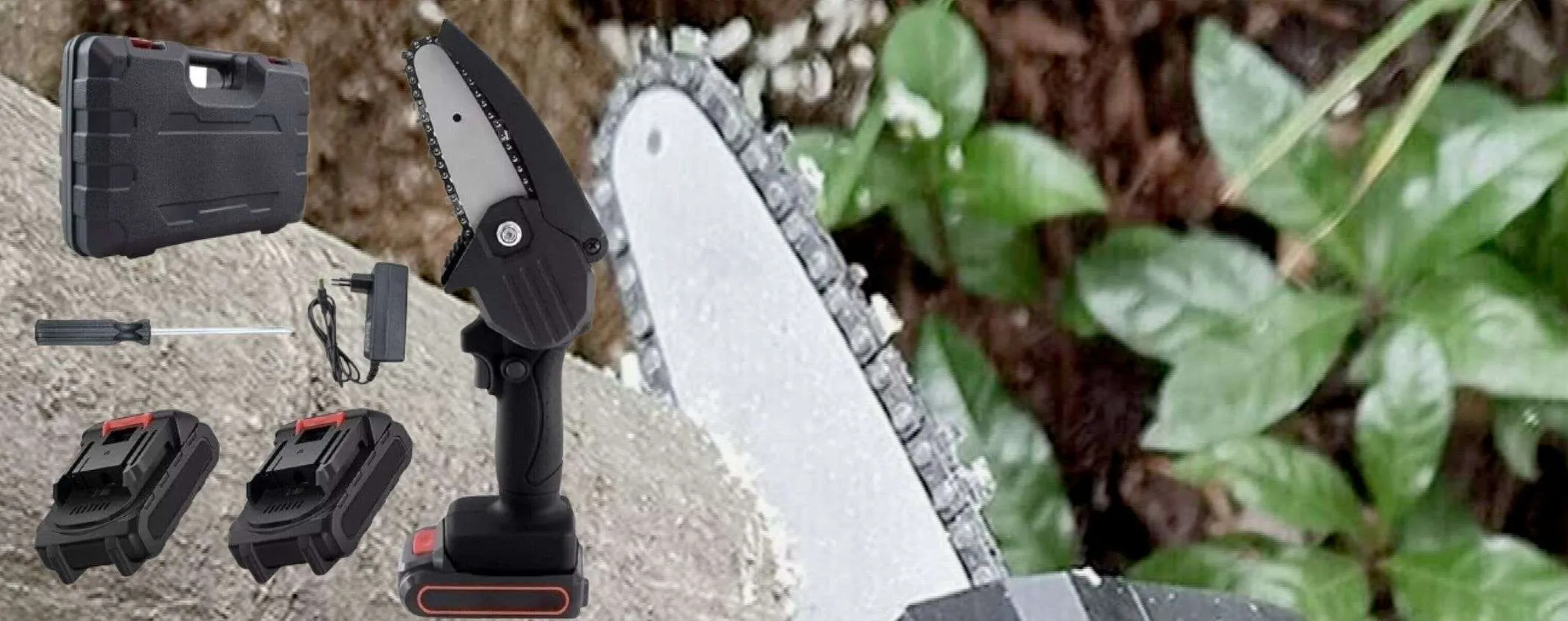 Motosega a 21€: compatta, potente, con due batterie e custodia in kit