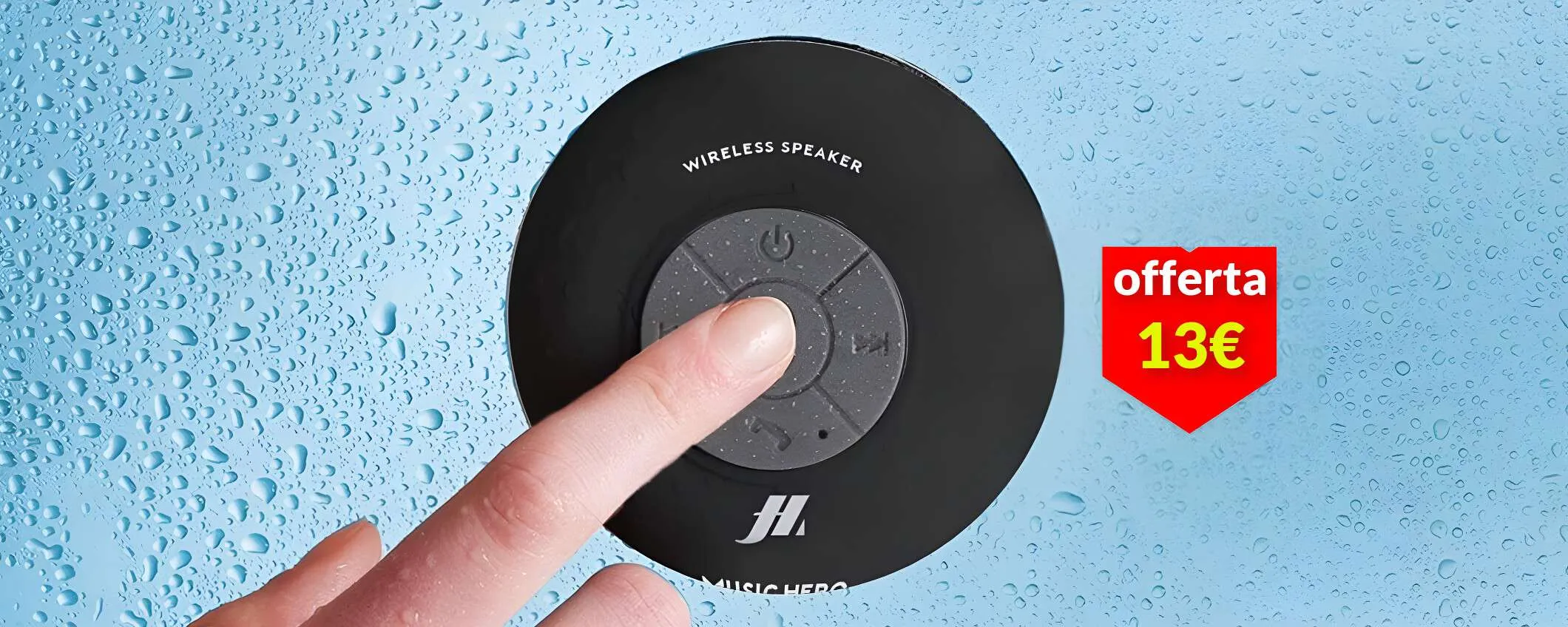 Cassa Bluetooth con ventosa: musica e telefonate anche in doccia (13€)