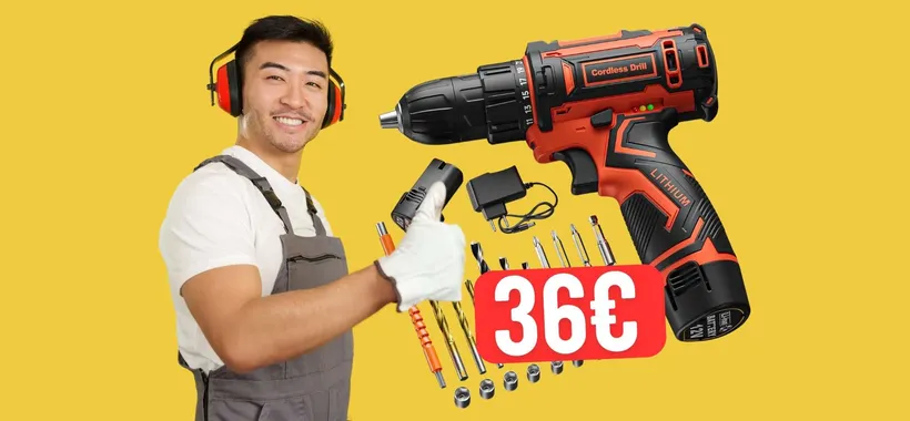 Trapano avvitatore a batteria con accessori a PREZZO SHOCK (36€)