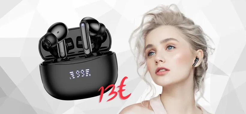 Cuffiette Bluetooth con cancellazione rumore e 42h di audio a 13€