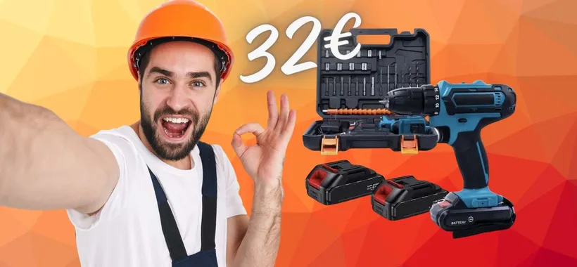 Trapano avvitatore con valigetta, accessori e 2 batterie a SOLI 32€