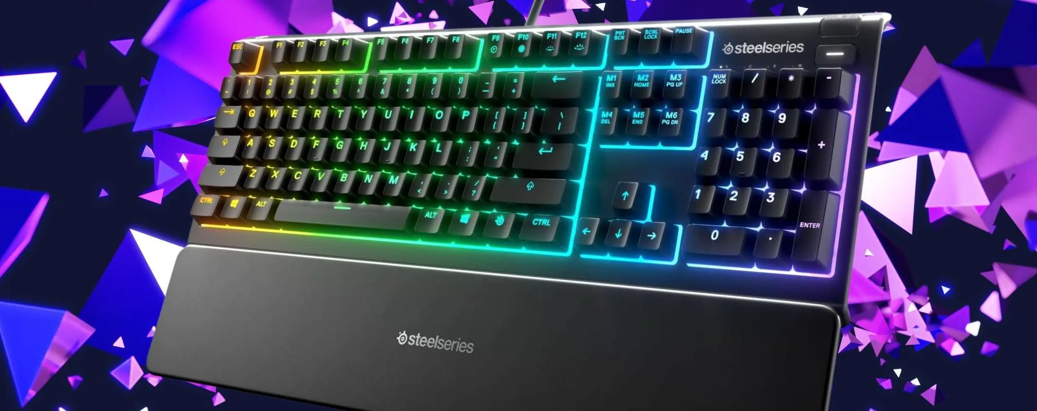 Tastiera da gaming SteelSeries Apex 3 con RGB e poggiapolsi magnetico (54€)