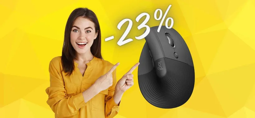 Logitech Lift: mouse wireless verticale ERGONOMICO in SCONTO del 23%
