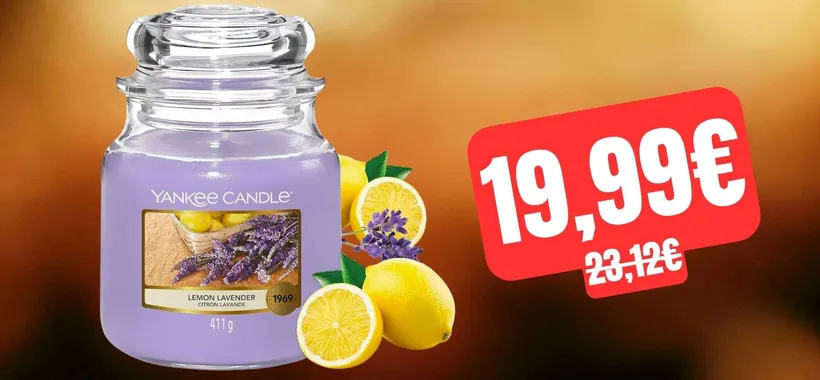 Candela in giara Yankee Candle alla lavanda in OFFERTA su Amazon