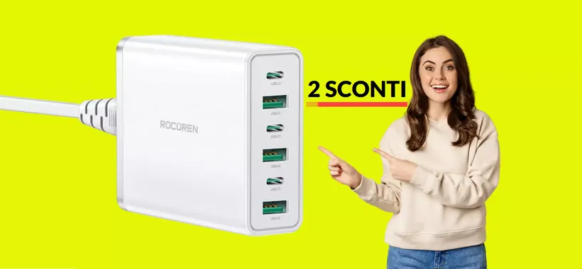 Caricatore USB C a 6 PORTE, veloce come un LAMPO: solo 22€