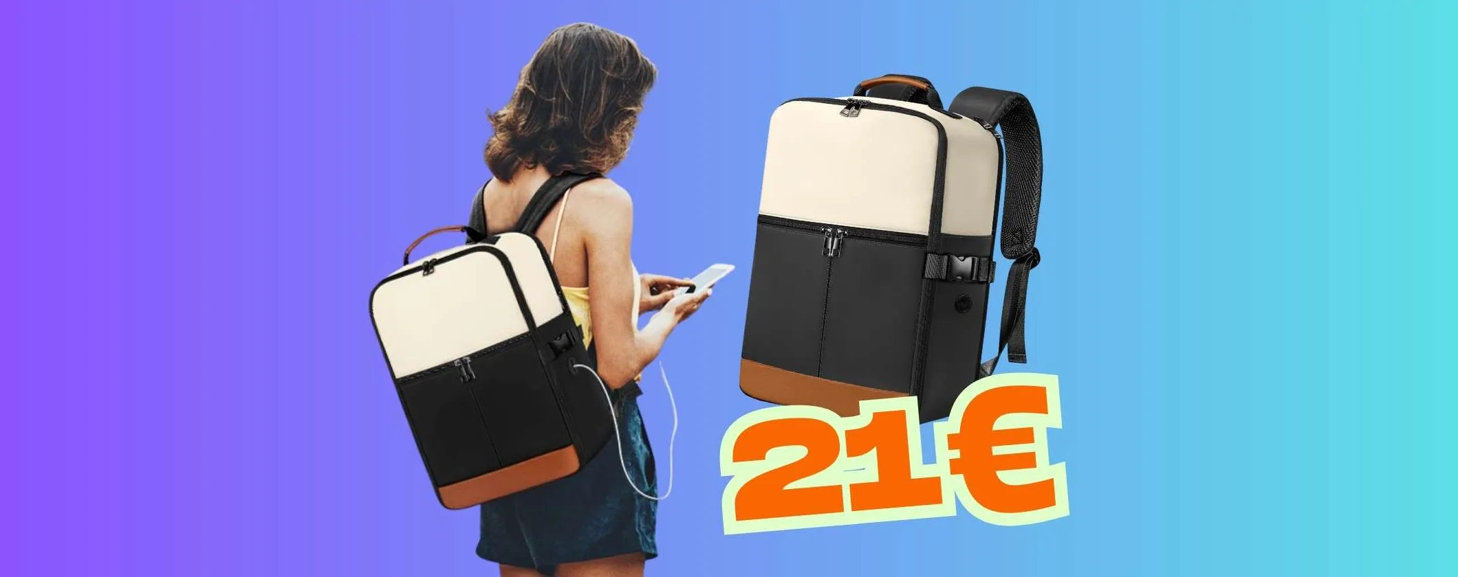 Zaino da viaggio capiente e compatto, perfetto anche per Ryanair (21€)