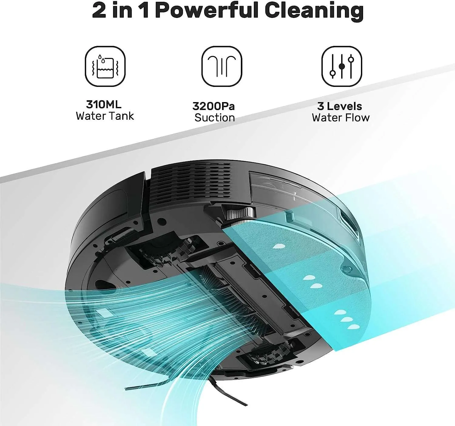 Xiaomi Vacuum-Mop Robot Aspirapolvere E Lavapavimenti - VSLAM, Mappatura In Tempo Reale, Controllo App, Bianco