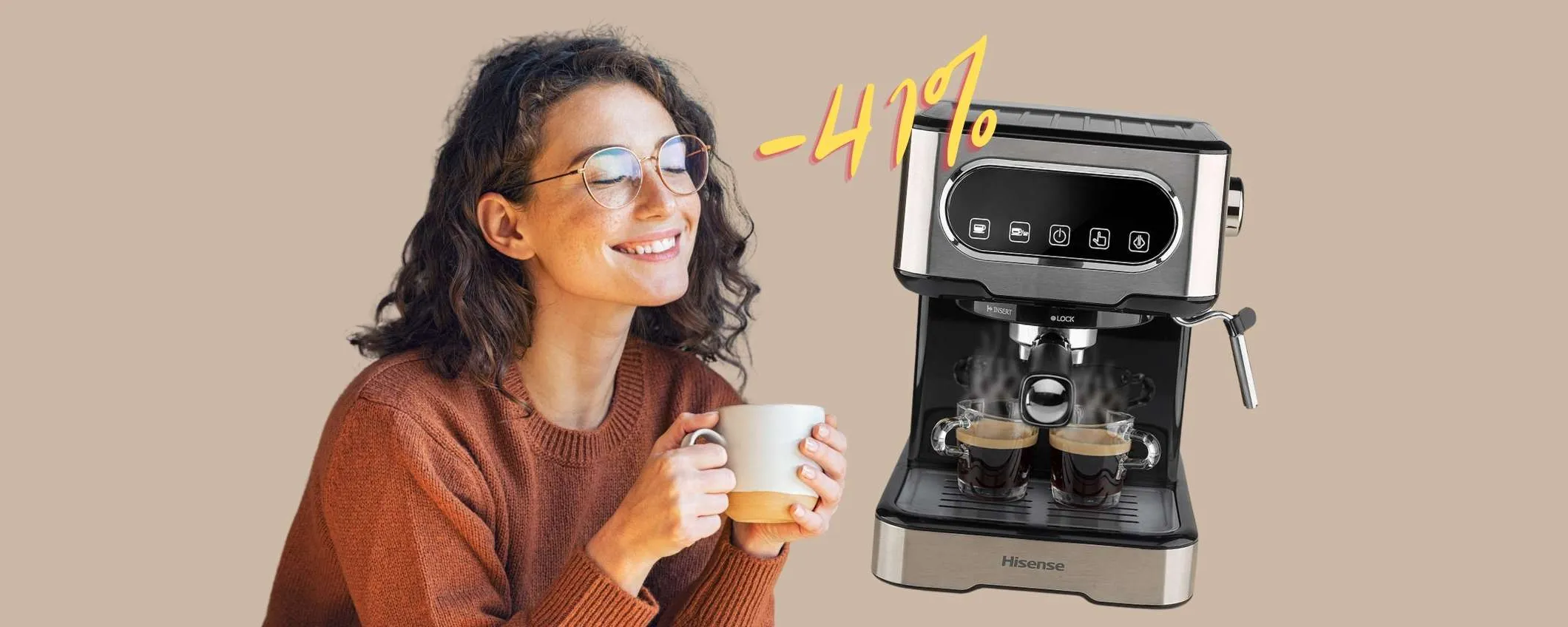 Caffè buono macinato o in cialde con la macchina per espresso Hisense da 15 Bar