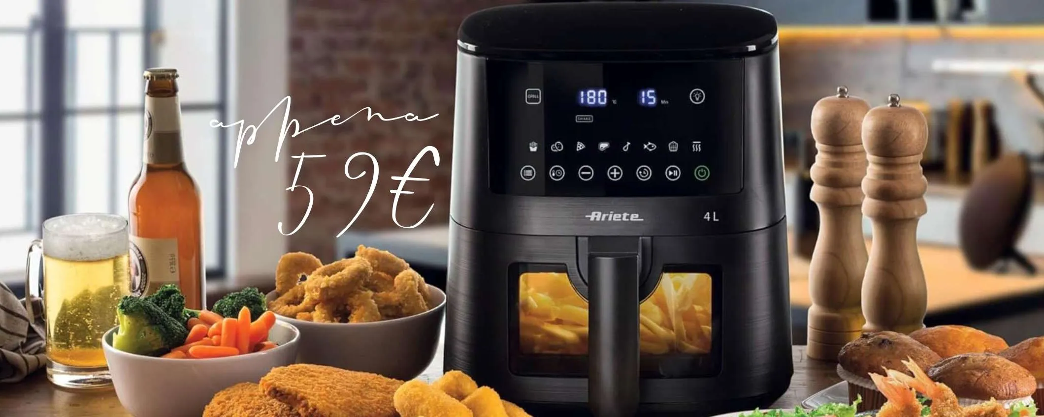 Friggitrice ad aria Ariete da 4L con 9 programmi per una cucina rapida e sana