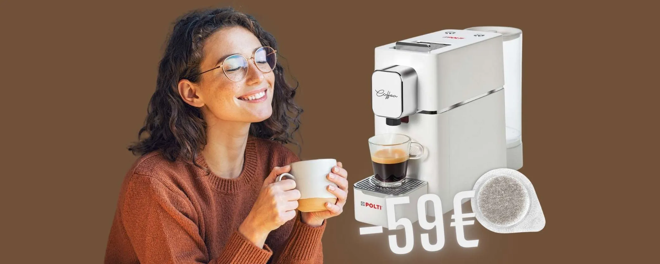 Macchina per espresso Polti Coffea S15W in sconto di 59€ su Amazon