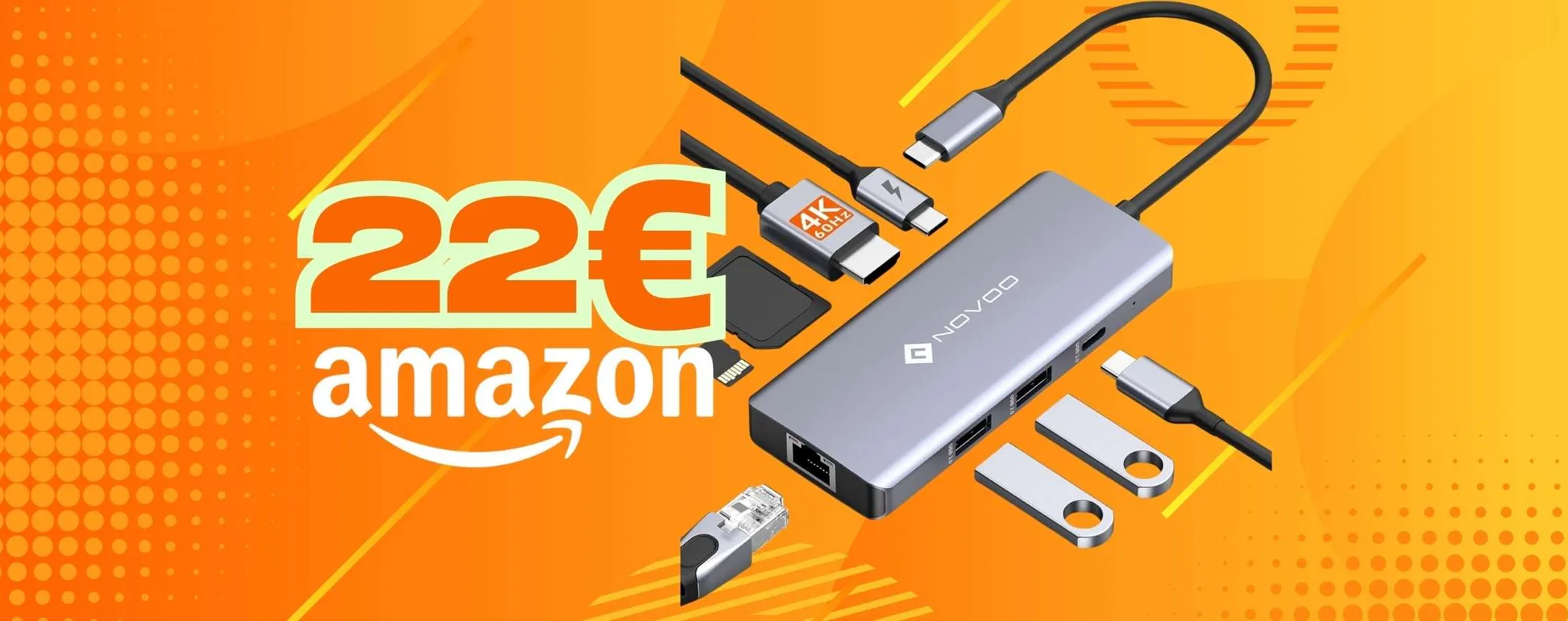Hub USB-C 8 in 1 per avere tutte le porte che desideri spendendo pochissimo