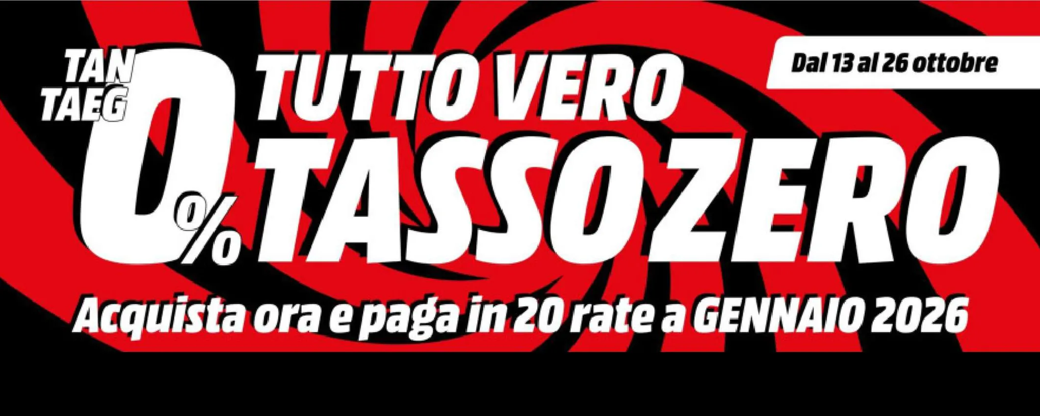 Volantino MediaWorld, torna il tasso zero: paga in venti rate da gennaio 2026