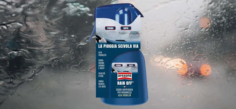 Visibilità perfetta con la pioggia: il repellente per auto Arexons Rain Off è una GENIALATA