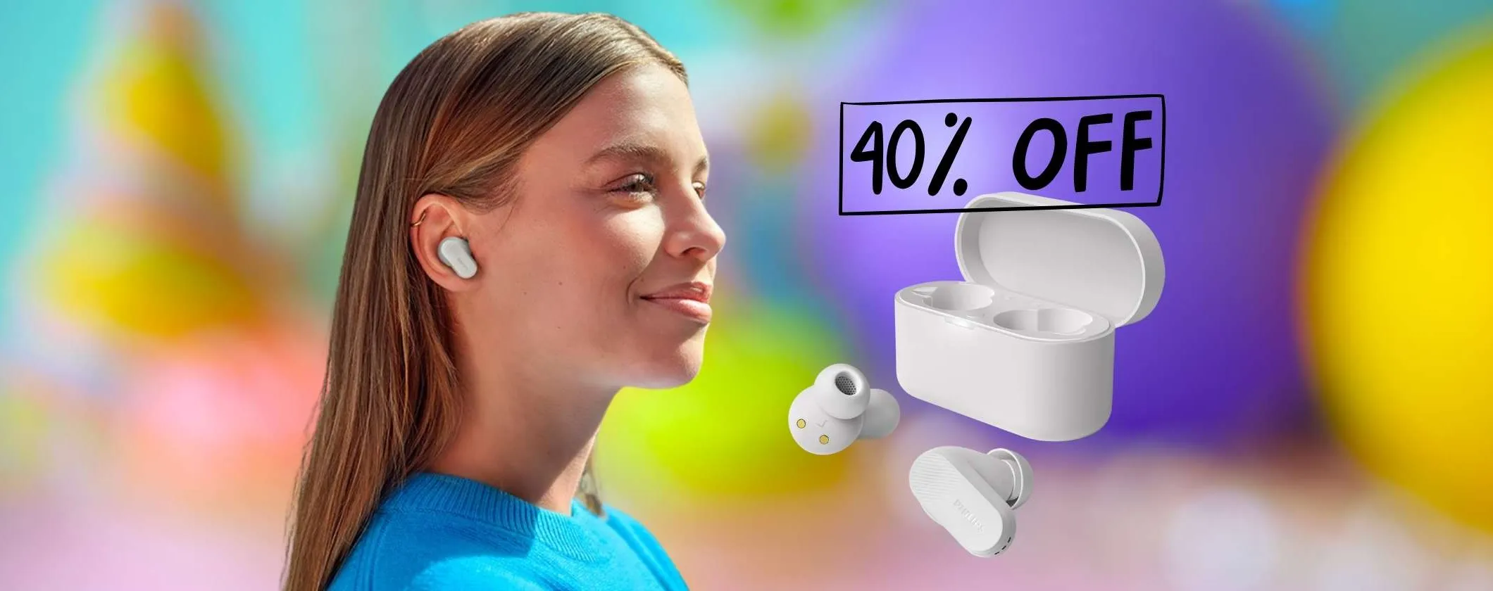 Cuffiette Bluetooth Philips con cancellazione del rumore in sconto del 40%