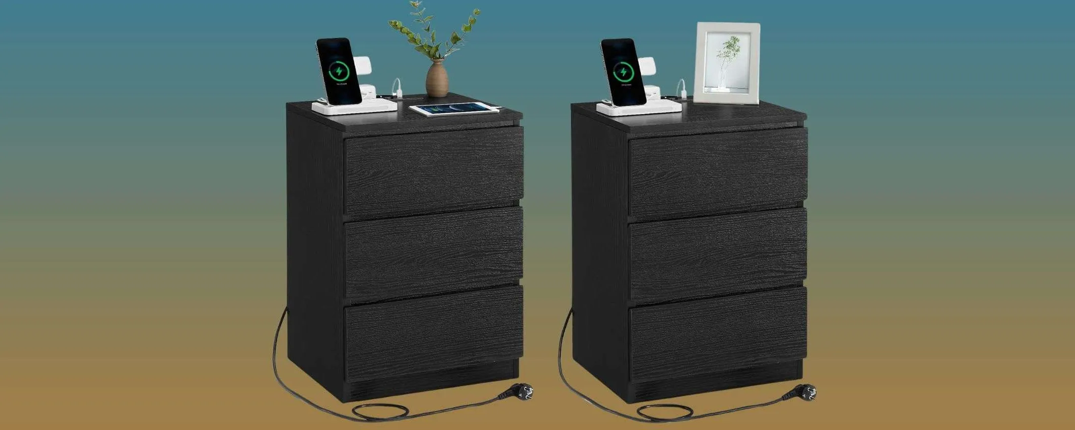 Set da 2 comodini con ricarica integrata (fino a 4 dispositivi) e cassetti in EXTRA SCONTO su Amazon
