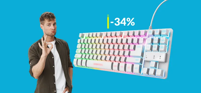 Tastiera gaming retroilluminata dal design compatto: bastano 19€