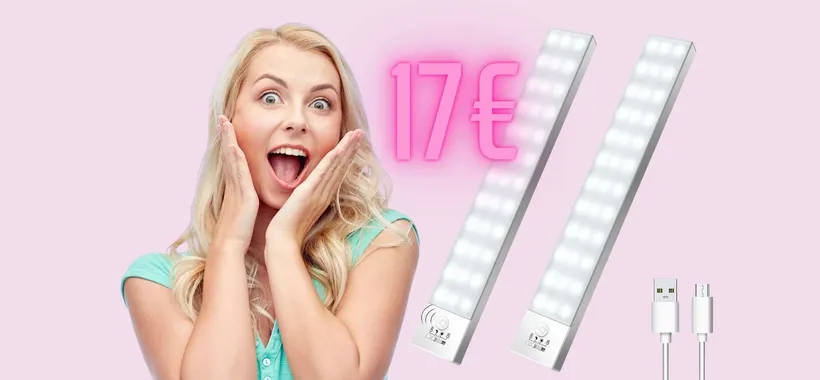 Luci con sensore movimento per armadi, cassetti e pensili cucina (17€)