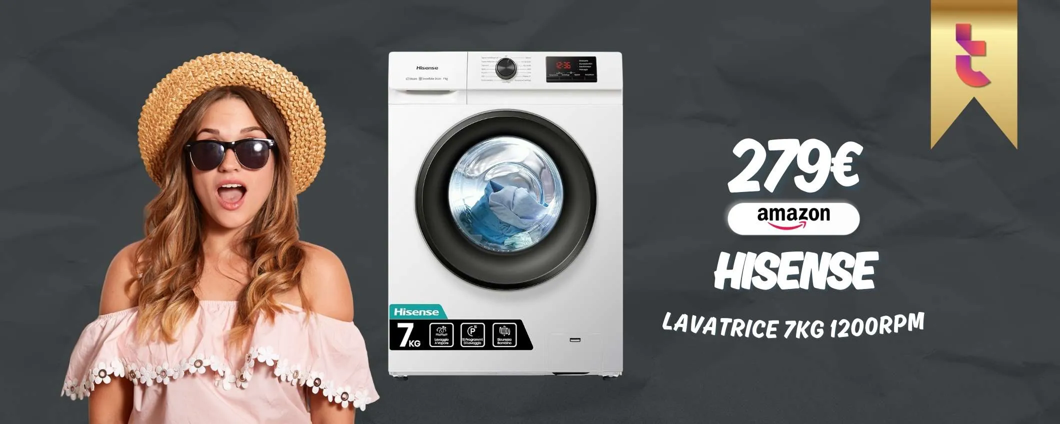 Hisense LAVA VIA anche il prezzo con questa lavatrice 7kg in promo Amazon