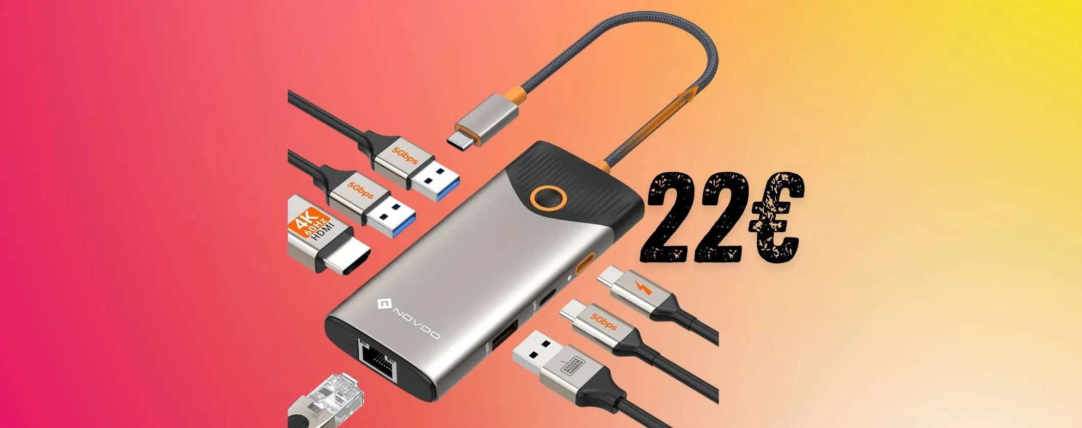 Hub USB 7 in 1: grande versatilità senza compromessi a soli 22€