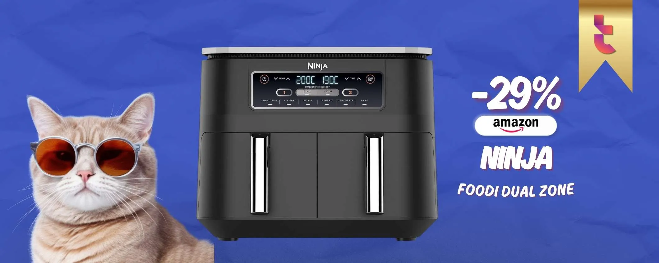 Prezzo tondo per Ninja Foodi Dual Zone: cucina facile e sano tutti i giorni