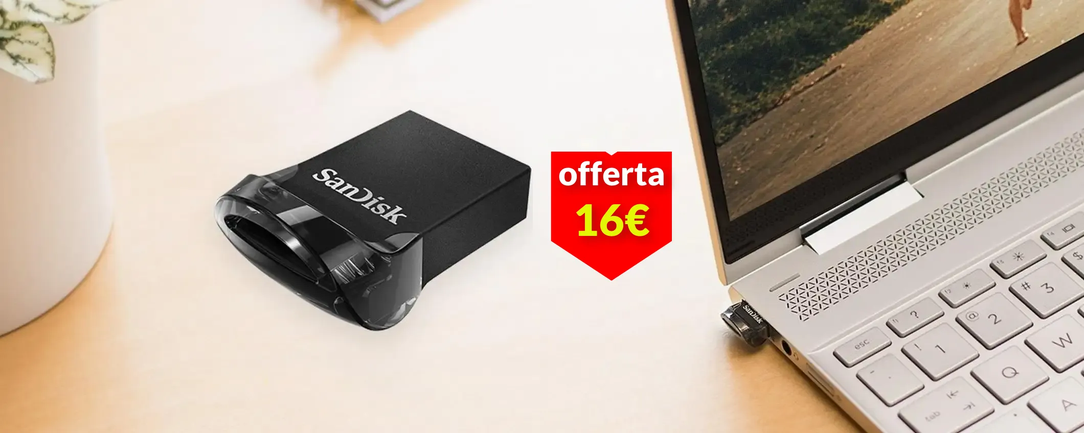 Chiavetta USB SanDisk 128GB a 16€: è piccolissima, ma viaggia a 400 MB/s