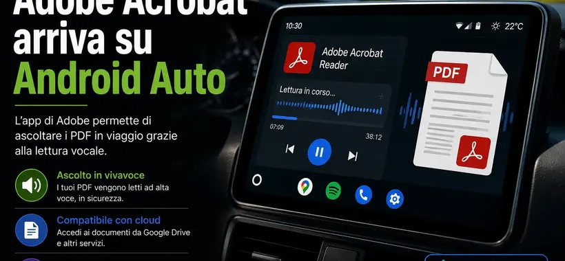 Adobe Acrobat arriva su Android Auto: ora i PDF si possono ascoltare mentre si guida