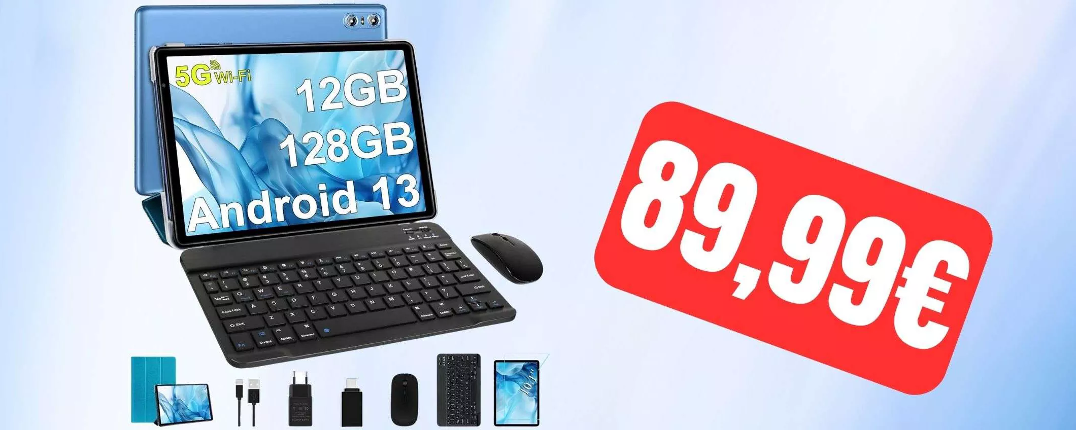 Questo tablet Android 13 ricco di accessori costa solo 89,99€ su Amazon