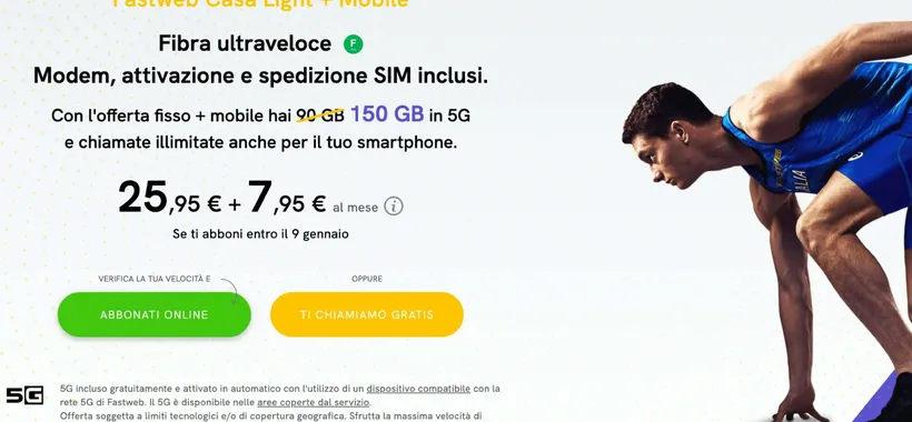 Fastweb Casa Light+Mobile: FTTH con SIM da 25,95€