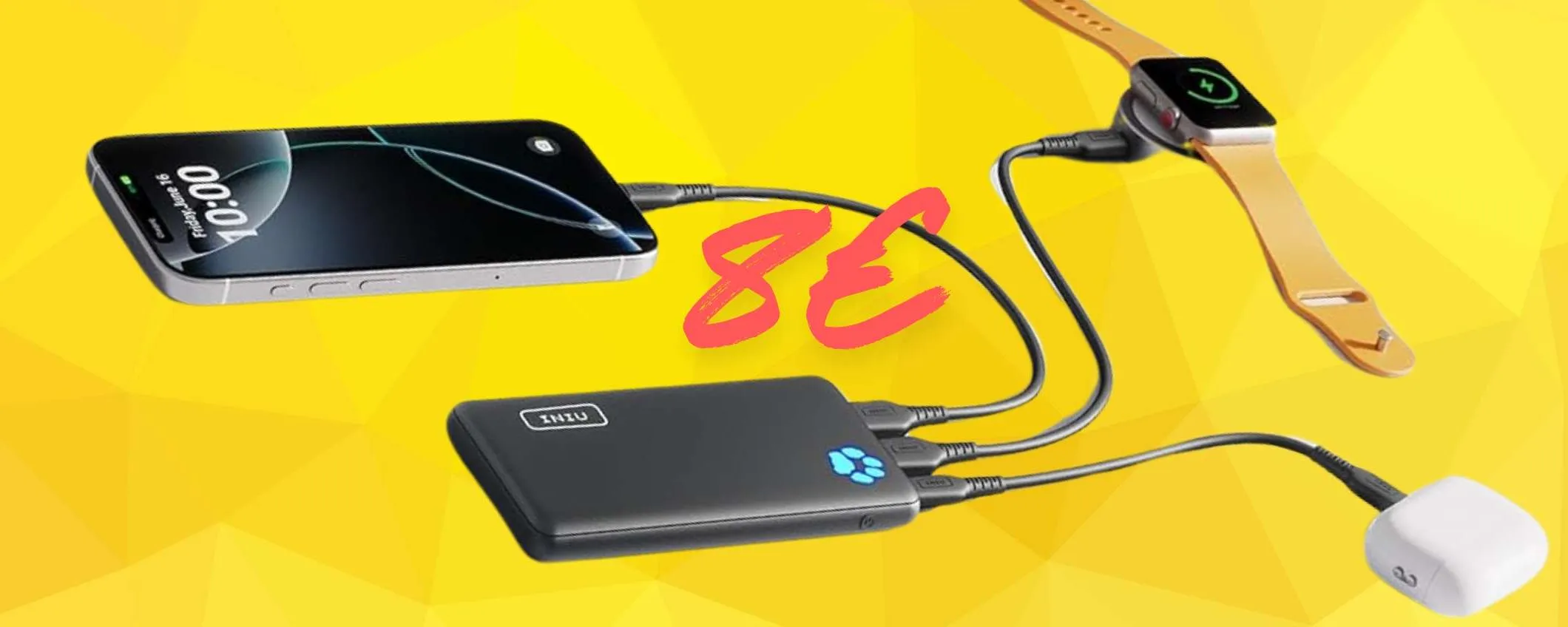 Power Bank con ricarica rapida di più dispositivi a soli 8€ con il TRIPLO SCONTO