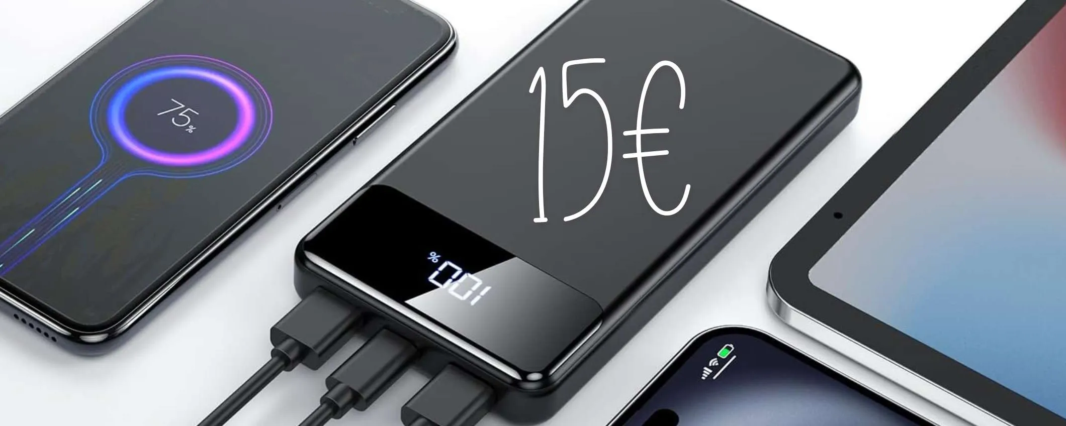 Power Bank da 12000mAh a PREZZO RIDICOLO: solo 15€ su Amazon