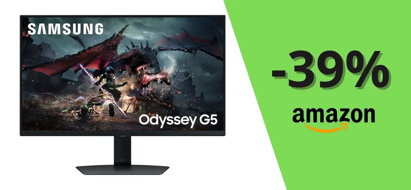 Samsung Odyssey G5 Monitor 27" QHD a soli 245,37€ con SUPER SCONTO del 39%!