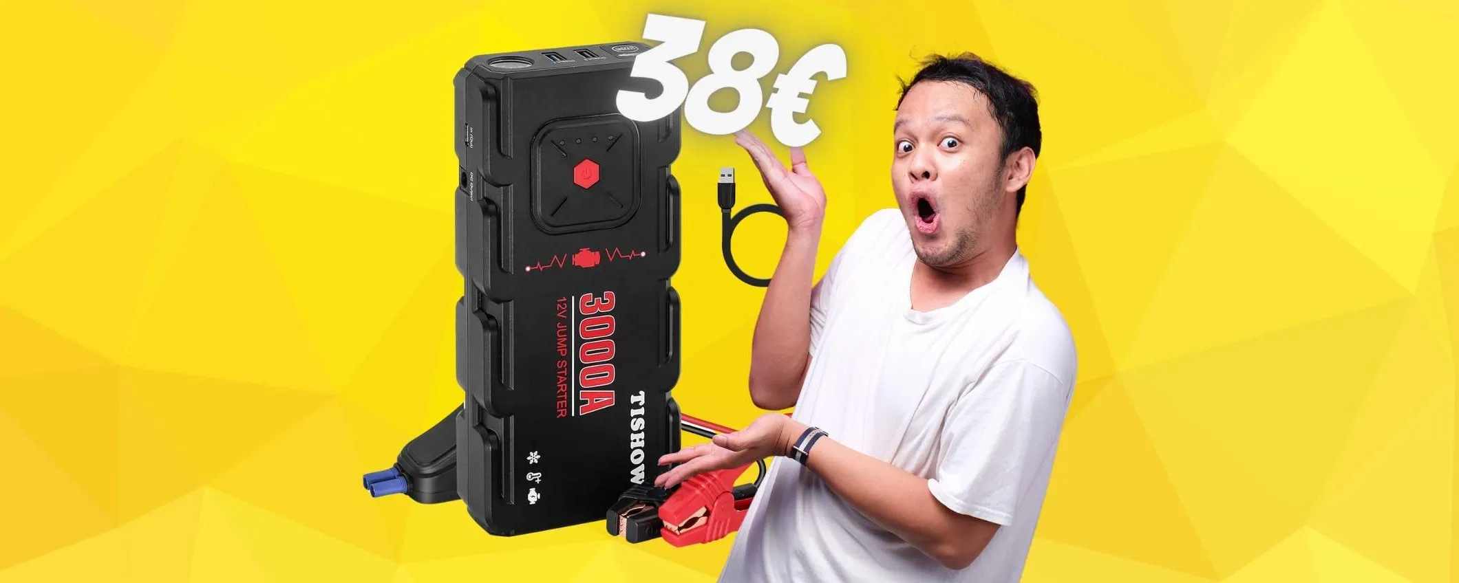 Avviatore di emergenza, powerbank e torcia: 3 in 1 a 38€ su Amazon
