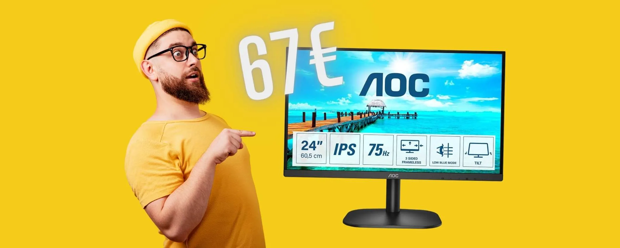 PREZZO REGALO Amazon per questo monitor AOC da 23,8 pollici (solo 67€)