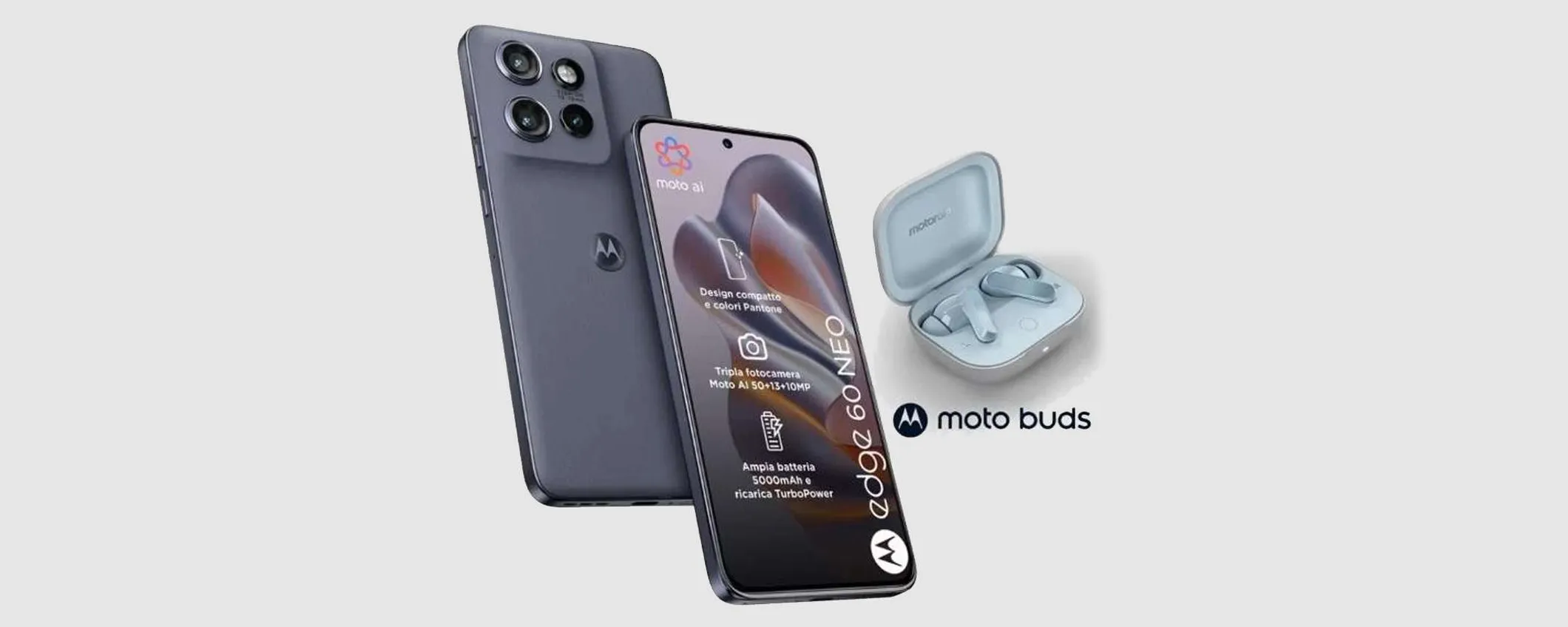 Motorola Edge 60 Neo 5G con auricolari Moto Buds crolla ai minimi storici