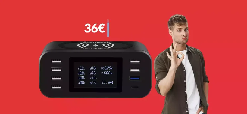 Stazione di ricarica multiporta a soli 36€: funziona anche in wireless
