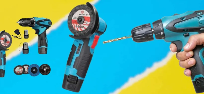 Solo 51€: MEGA KIT trapano avvitatore, smerigliatrice, batterie e accessori