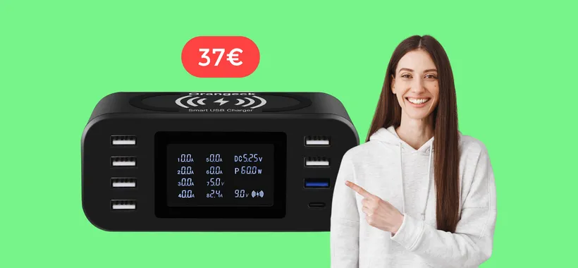 Stazione di ricarica MULTIPORTA, anche WIRELESS: 37€ con 2 SCONTI
