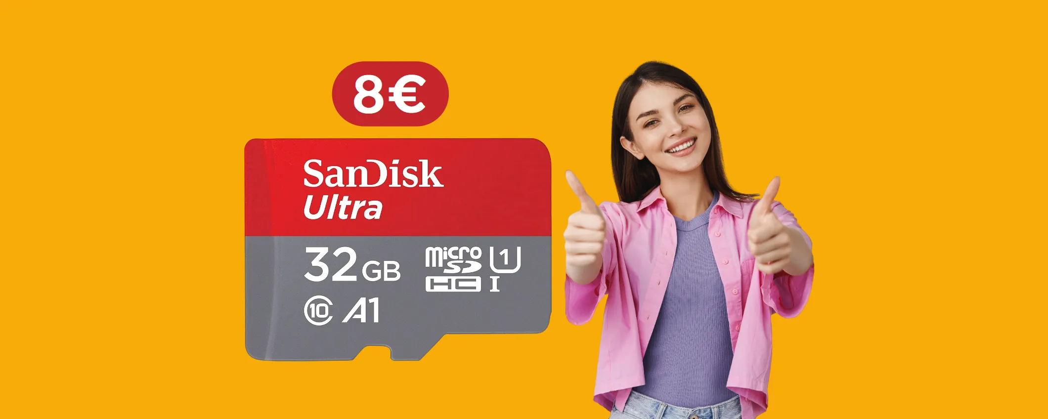 MicroSD SanDisk 32GB, velocissima e resistente: già tua con soli 8€