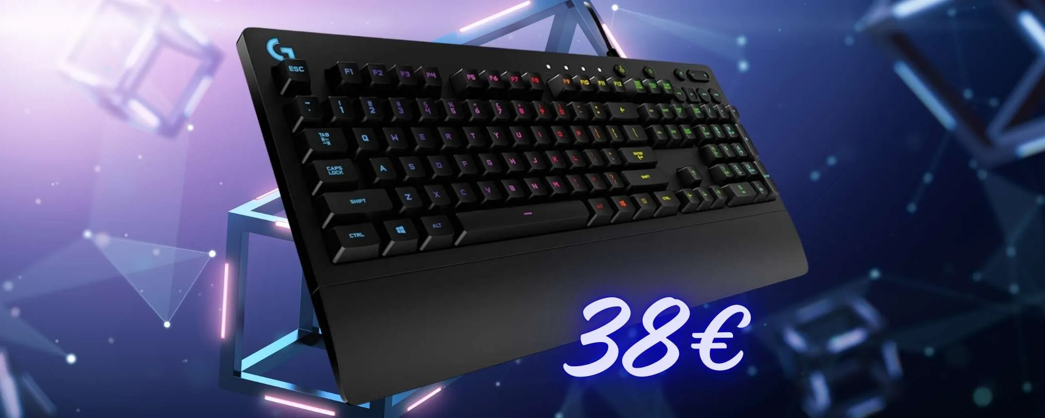 Logitech G213 Prodigy: tastiera con tasti personalizzabili e illuminazione RGB (38€)
