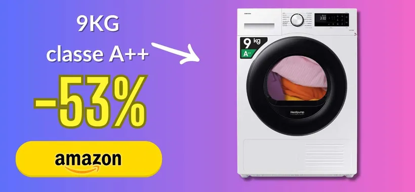 Samsung Asciugatrice Crystal EcoDry: errore di prezzo? Sconto del 53% ora