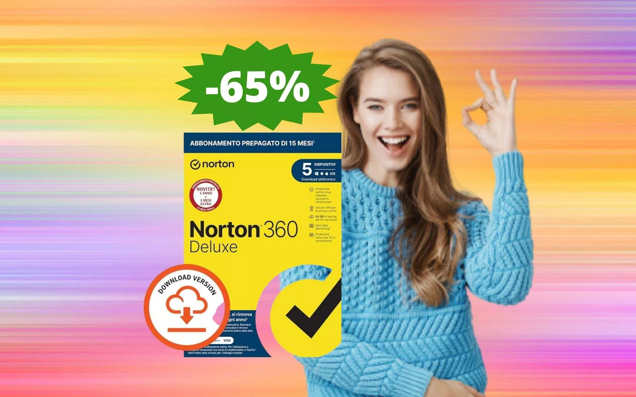 Norton 360 Deluxe 2024: CROLLO del prezzo su  (-65%)