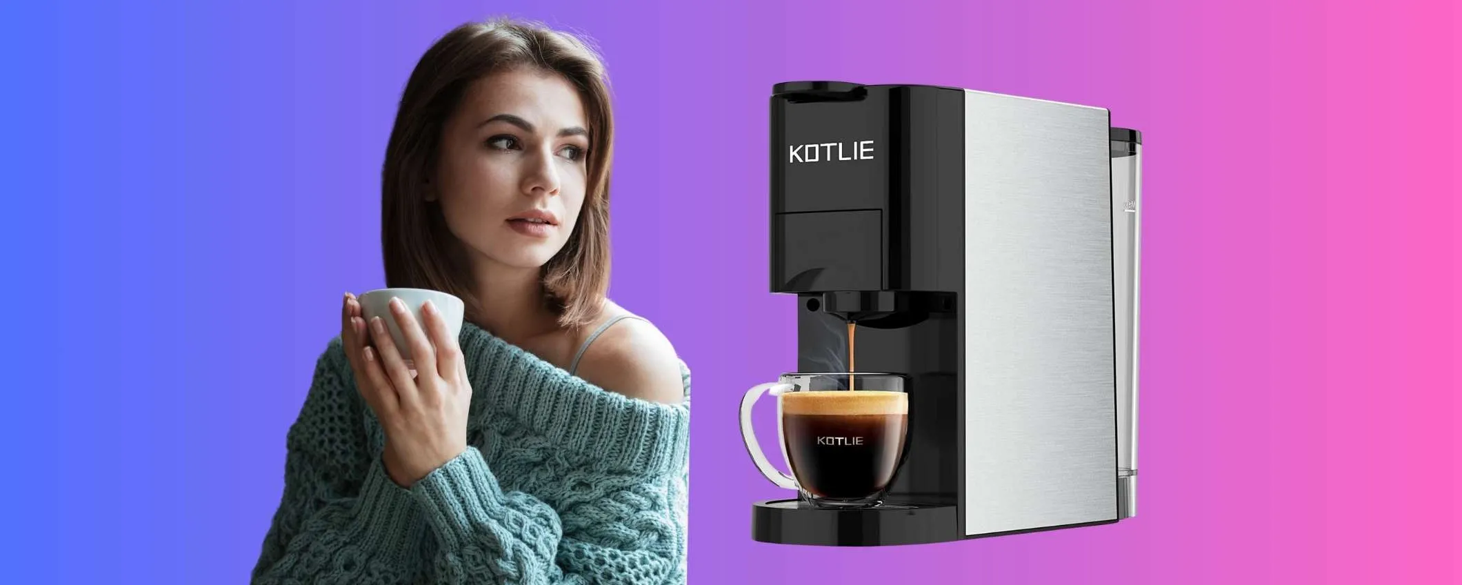 Macchina del caffè 4 in 1: espresso macinato in capsule o cialde (-26%)