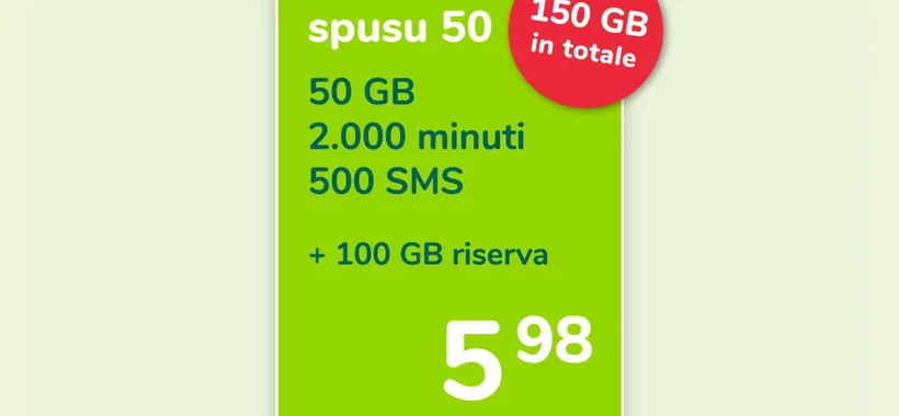 Promo Spusu 50: 150GB attivabile fino al 31 Maggio