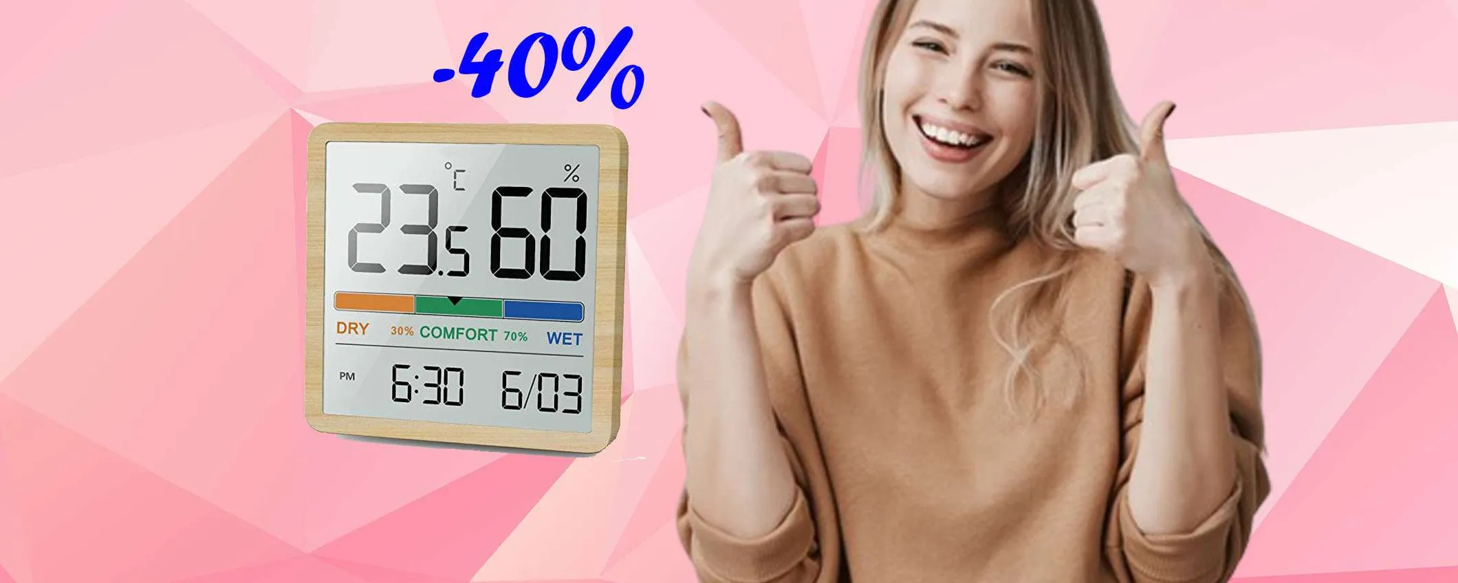 Igrometro per interni con indicatore digitale: oggi IMPERDIBILE (-40%)