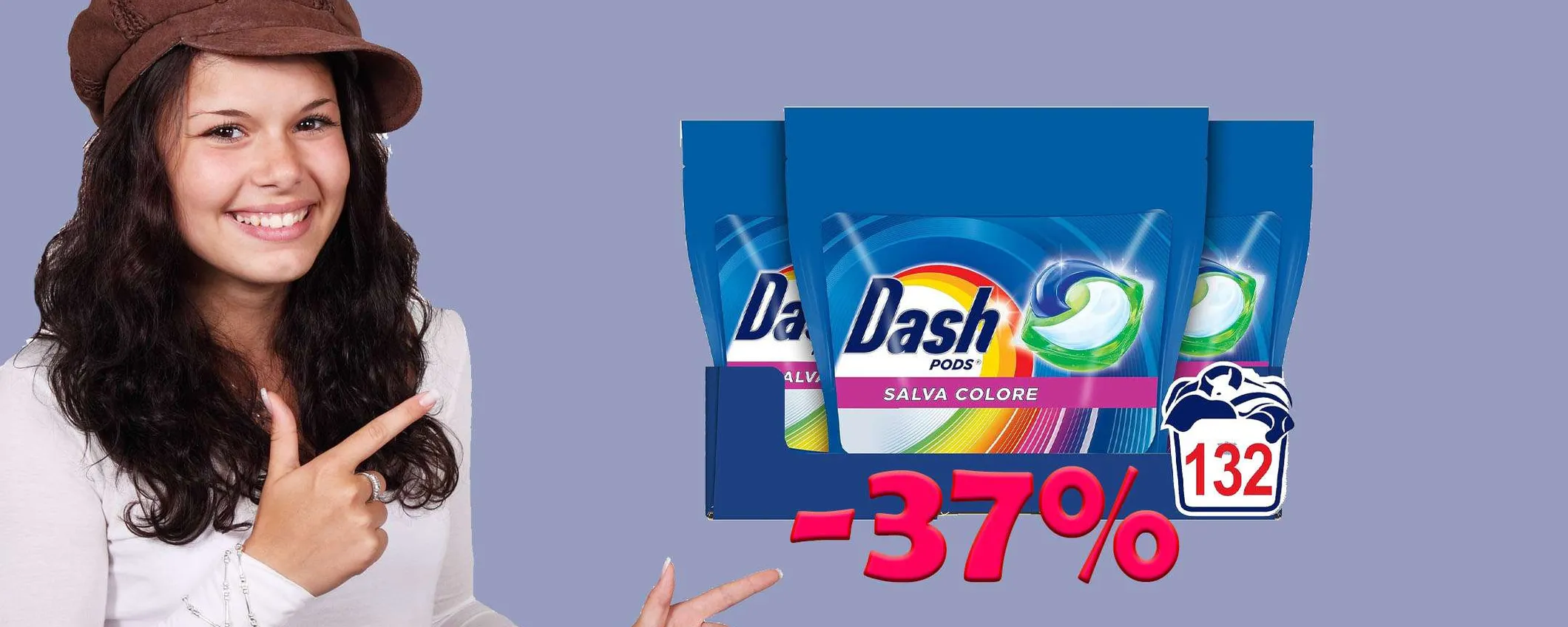 Pastiglie Dash Pods per lavatrice (132 capsule) in MEGA sconto del 37%