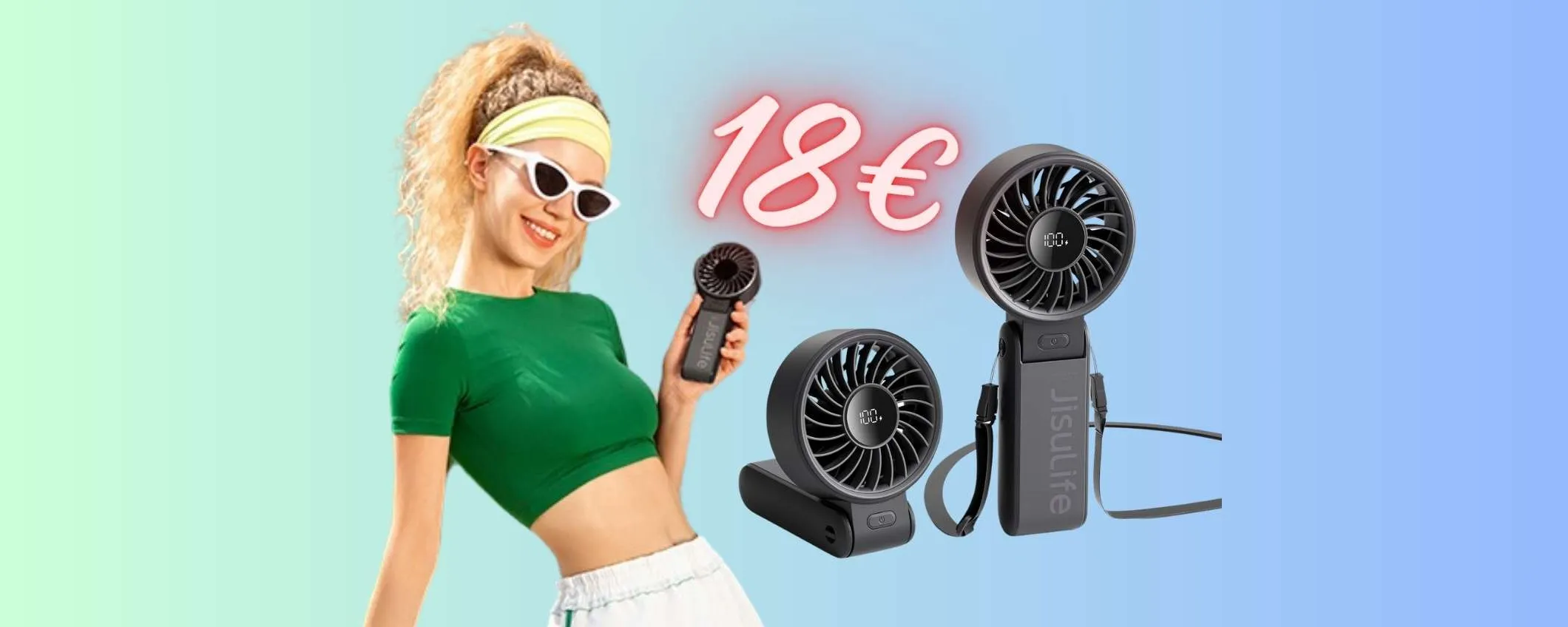 Mini ventilatore portatile con display LED e laccetto ora tuo a SOLI 18€