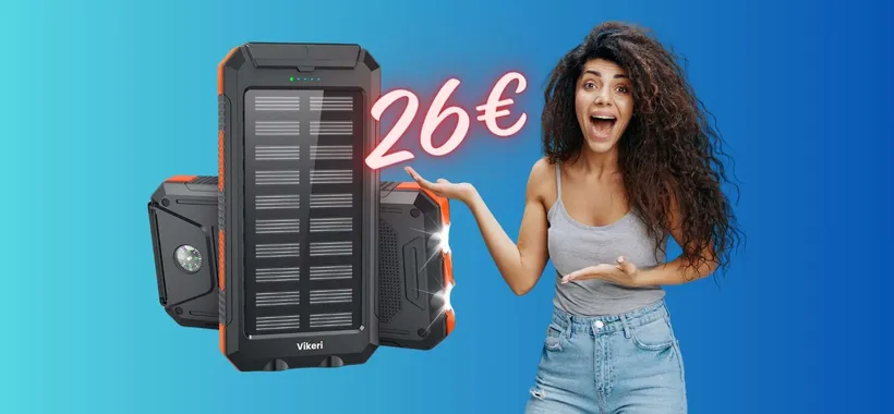 Power Bank da 30000mAh con batteria solare: non si ESAURISCE MAI (26€)