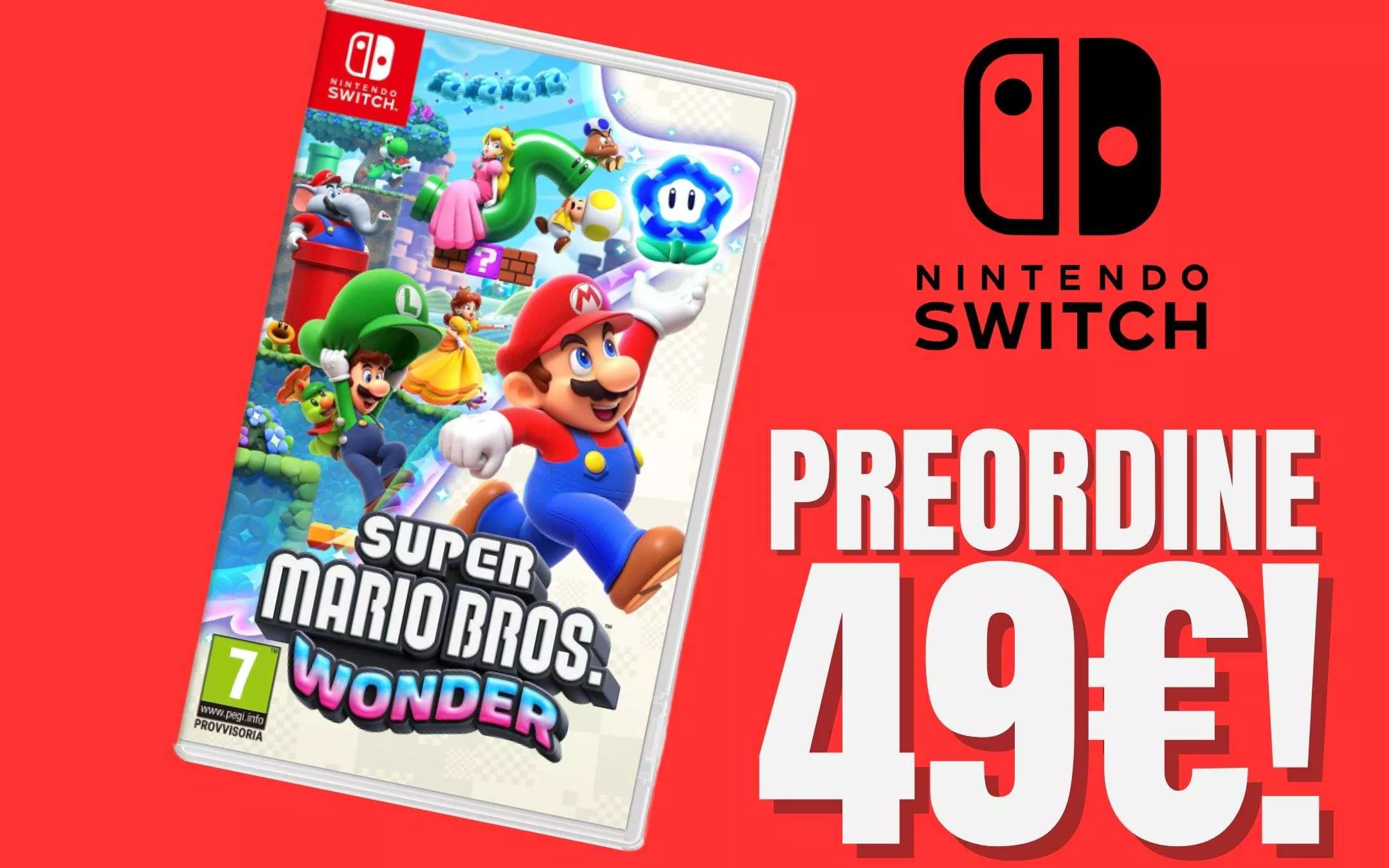 Super Mario Bros. Wonder per Nintendo Switch crolla di 20€ in PREORDINE su  !