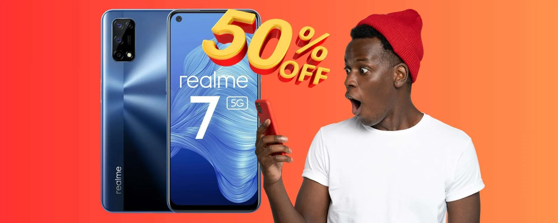 Realme 7 5G da 128GB con fotocamera quadrupla a METÀ PREZZO su Amazon